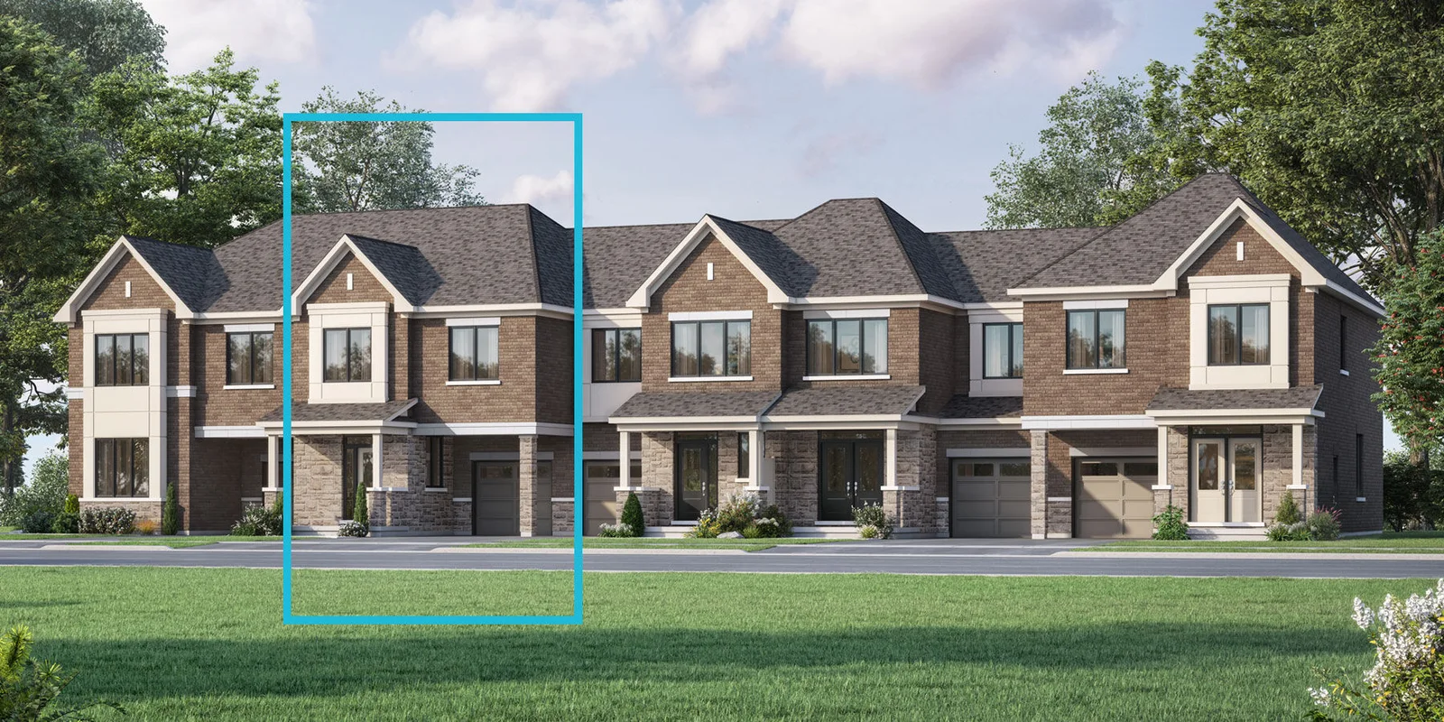 Town Homes with garage, window and door