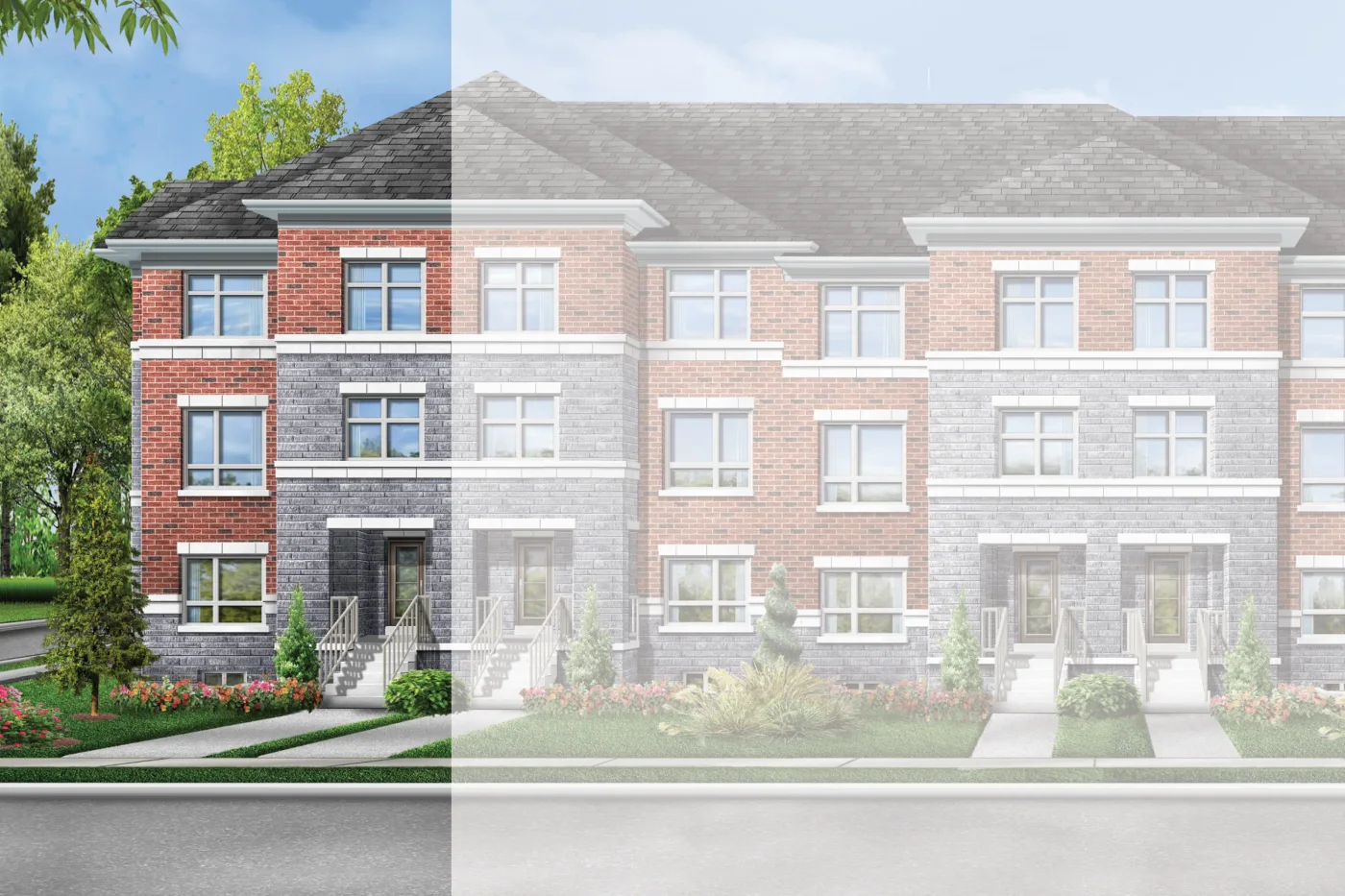 Pearl 20, Elevation 2 townhome rendering at Camden Crossing