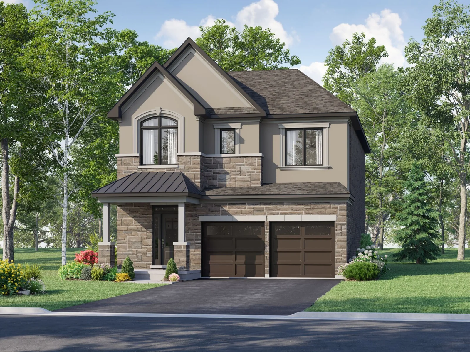 Elevation Front with garage, window and door