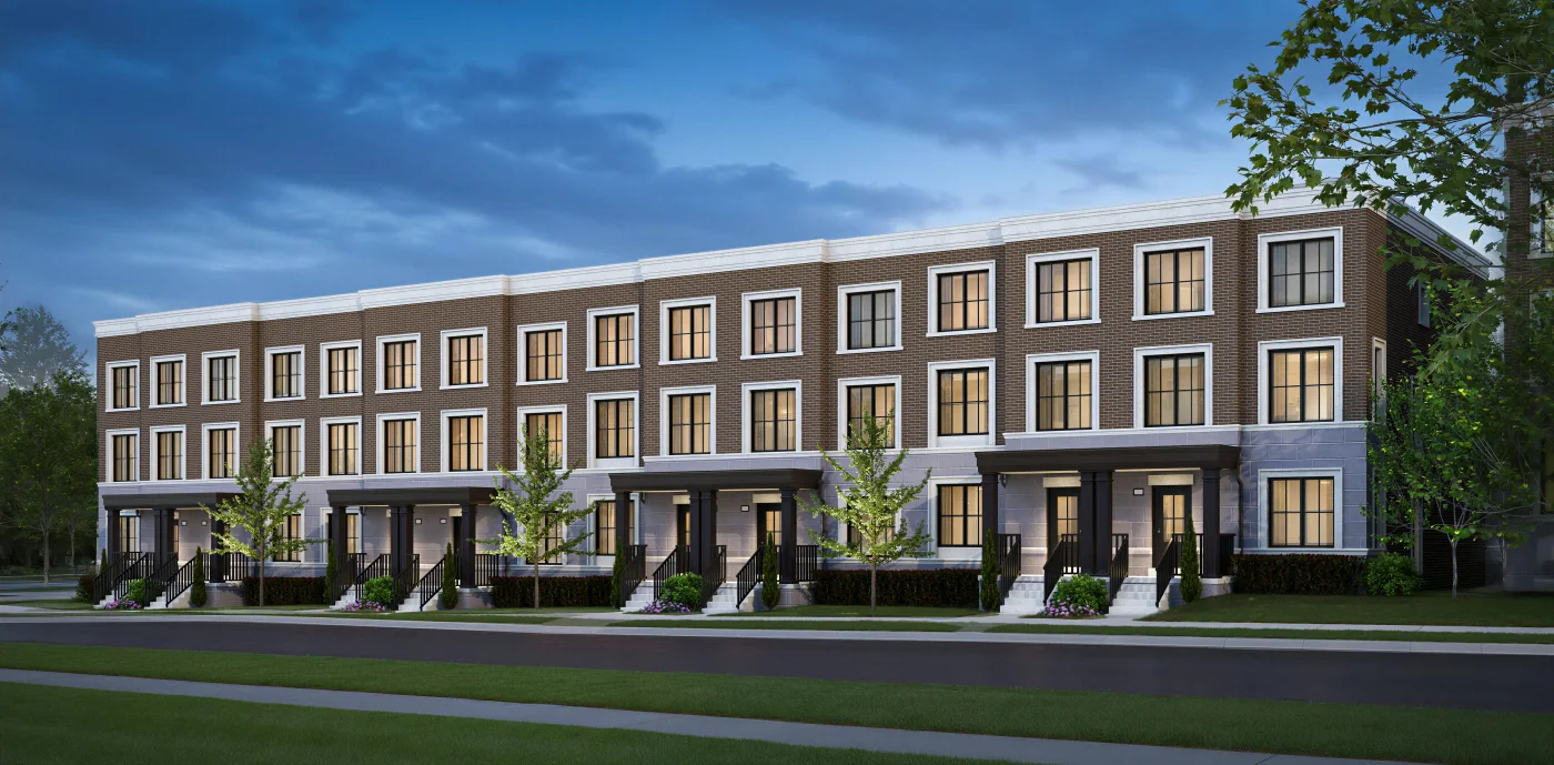 Artist’s concept of Kingshaven three-storey townhomes facing the street