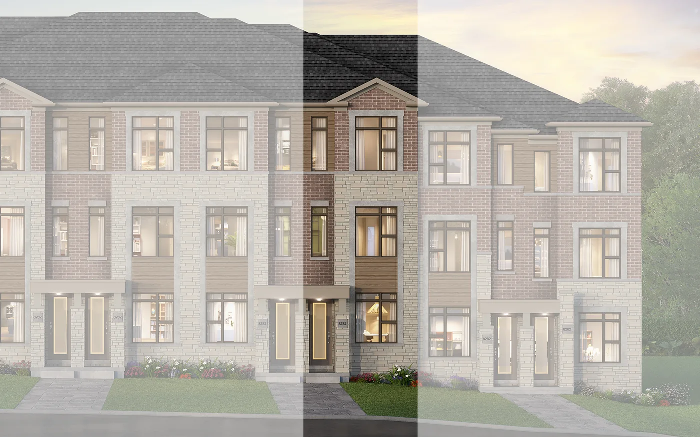 Whitevale Style B2 townhome rendering at New Seaton