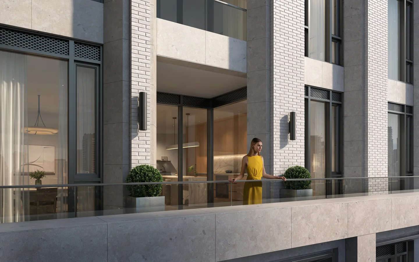 Artist’s concept of a terrace and residence at The Bedford.