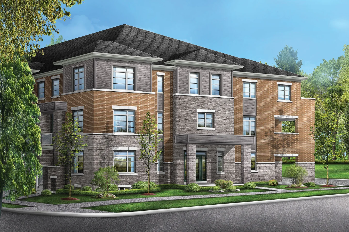 Artist’s concept of a Siena townhome elevation at Unity in Markham.