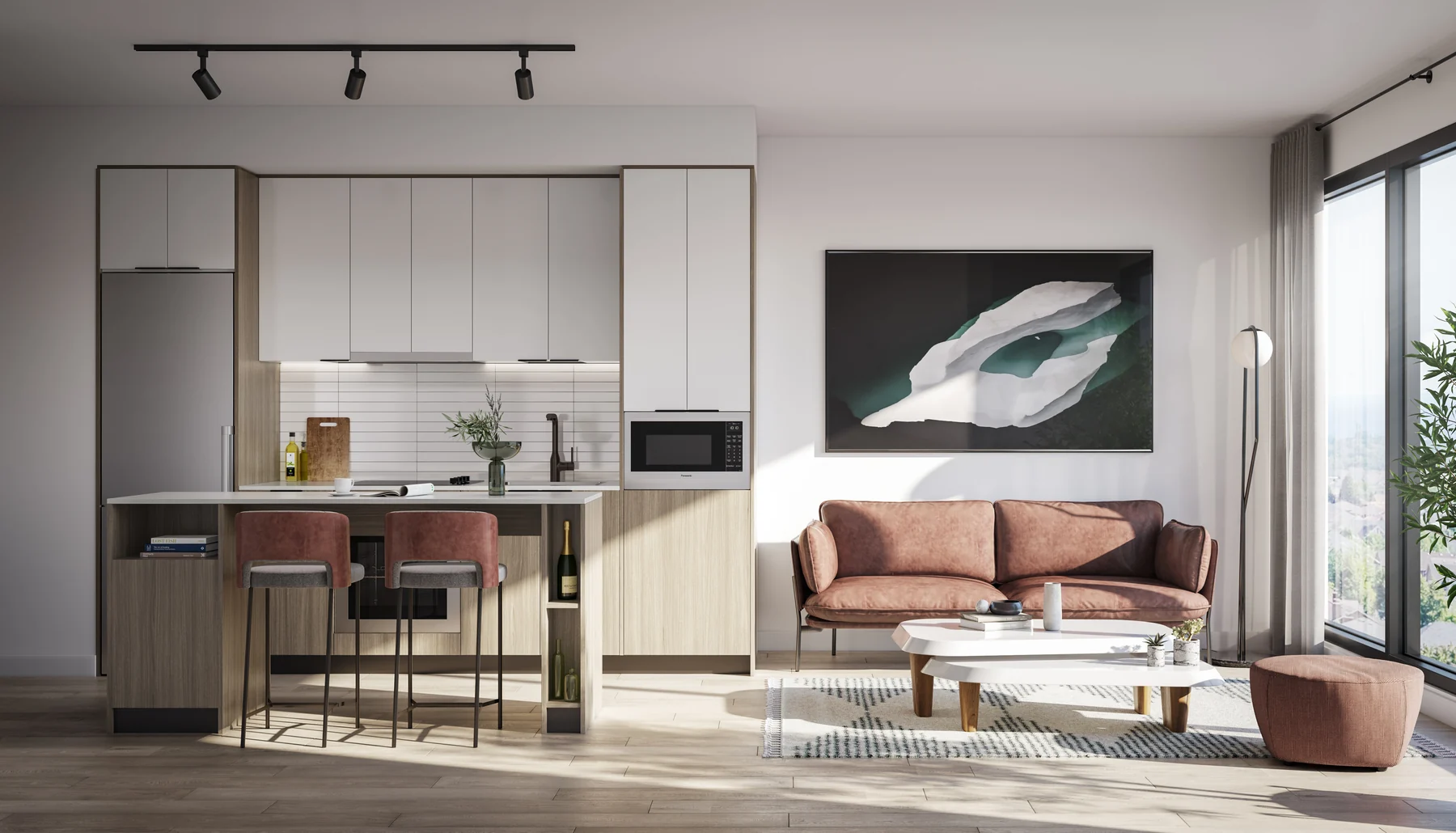 Verge suite kitchen and living room concept