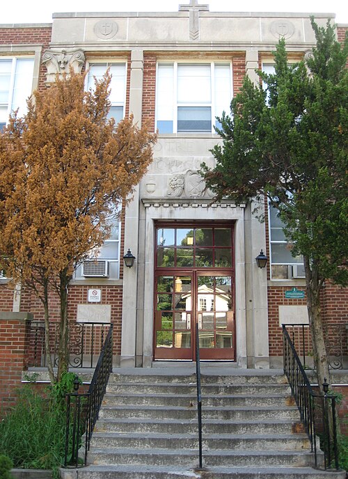Archival exterior of Notre Dame High School