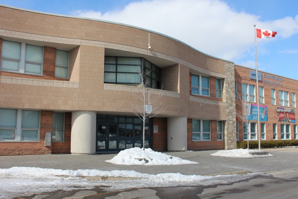 John Fraser Secondary School front entrance in Mississauga