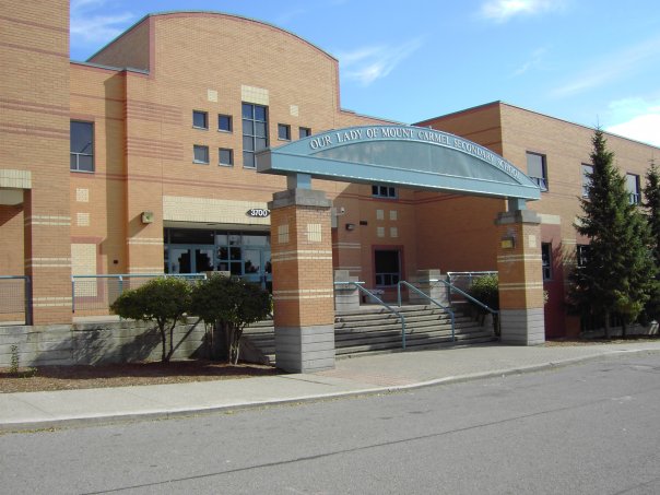 Our Lady of Mount Carmel Catholic Secondary School entrance and building