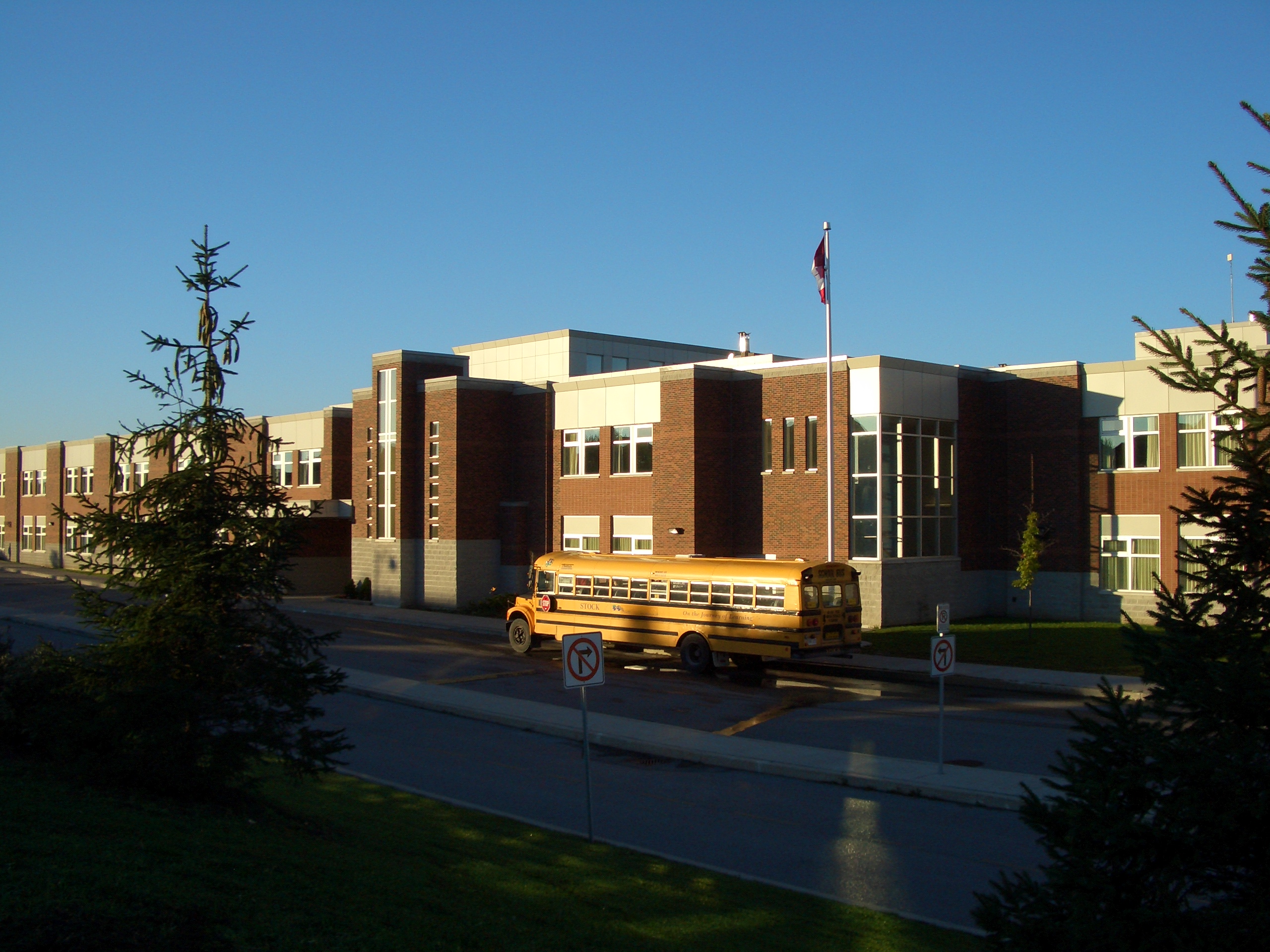 Archival exterior photograph of St. Augustine Catholic High School in Markham
